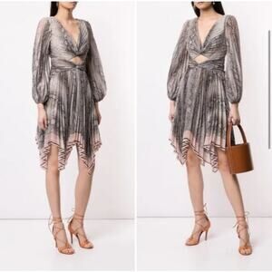 Zimmermann Snake Print Cutout Dress SZ 0/ US 4/ AU UK 8 Corsage Python Coquette